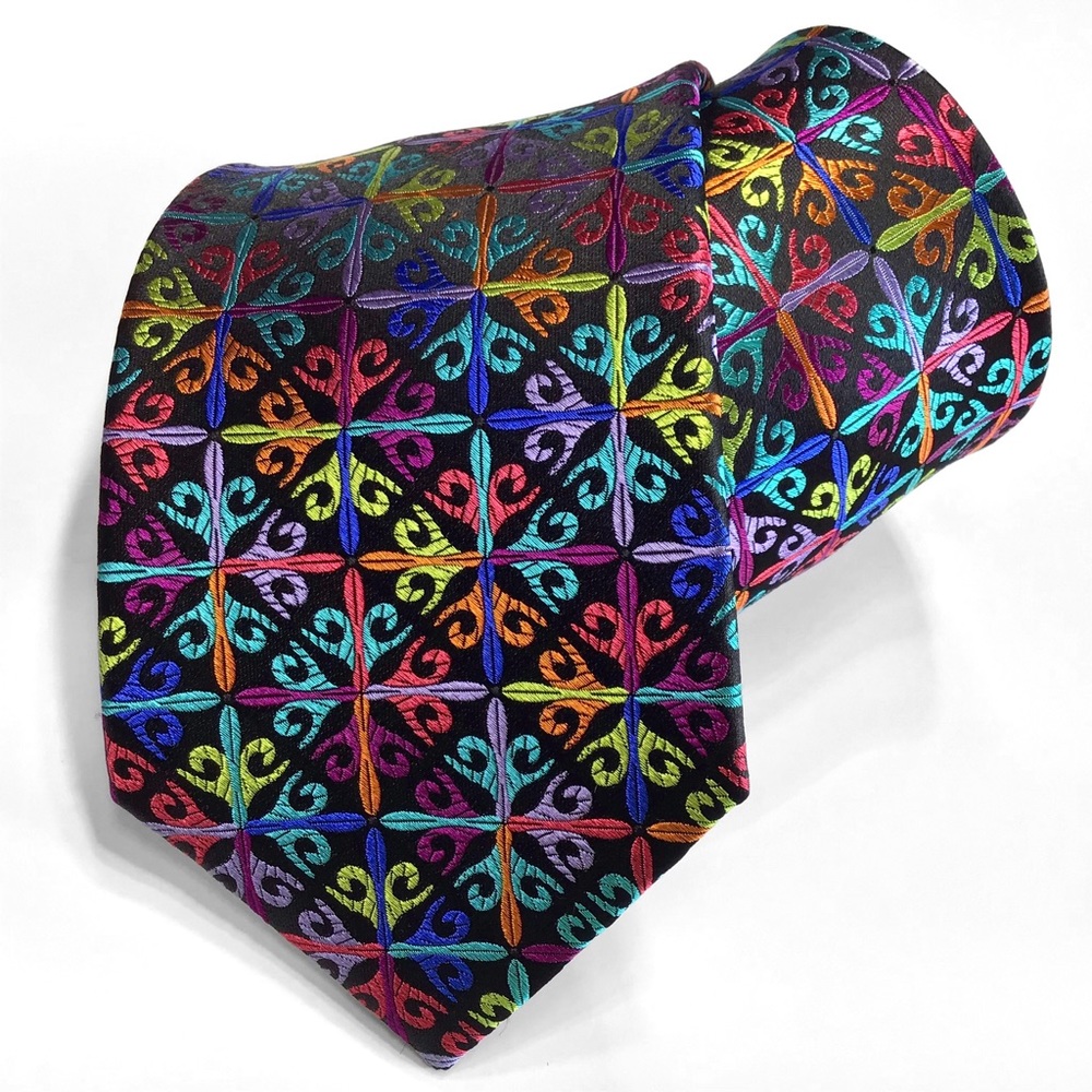 Black Lawrence Ivey Tie 100% Silk Multi-color New